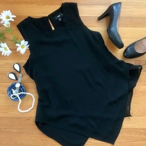 Mossimo Black Asymmetric Sleeveless Blouse